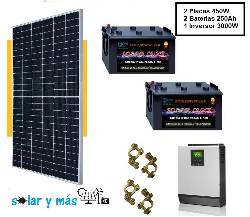 Guiño comerciante Lograr Kit 24v inversor 3000w con paneles 450w y baterias ácido – solar y más